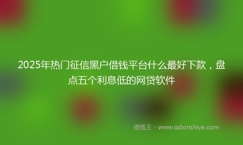 2025年热门征信黑户借钱平台什么最好下款，盘点五个利息低的网贷软件