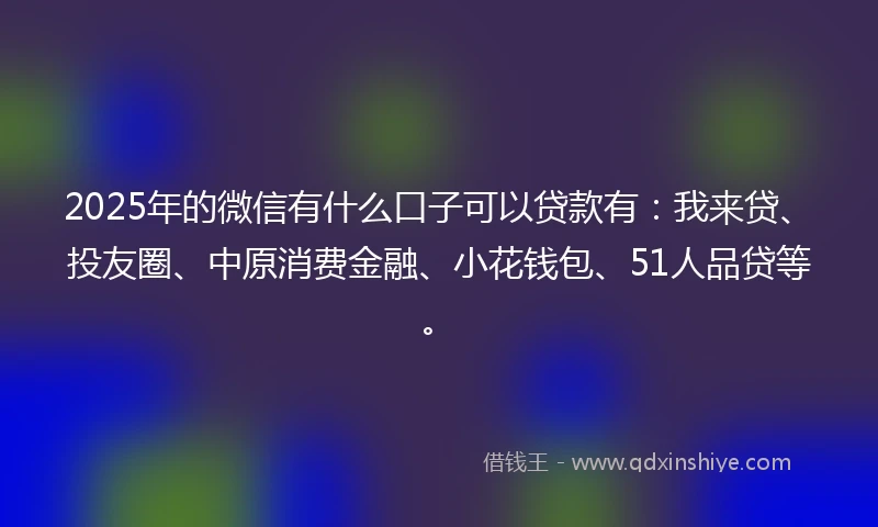 2025年的微信有什么口子可以贷款有：我来贷、投友圈、中原消费金融、小花钱包、51人品贷等。