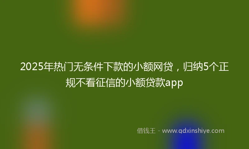 2025年热门无条件下款的小额网贷，归纳5个正规不看征信的小额贷款app