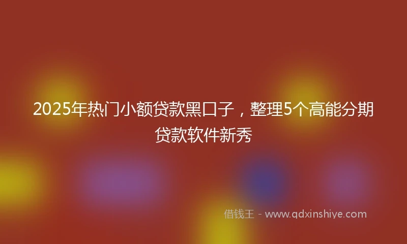2025年热门小额贷款黑口子，整理5个高能分期贷款软件新秀