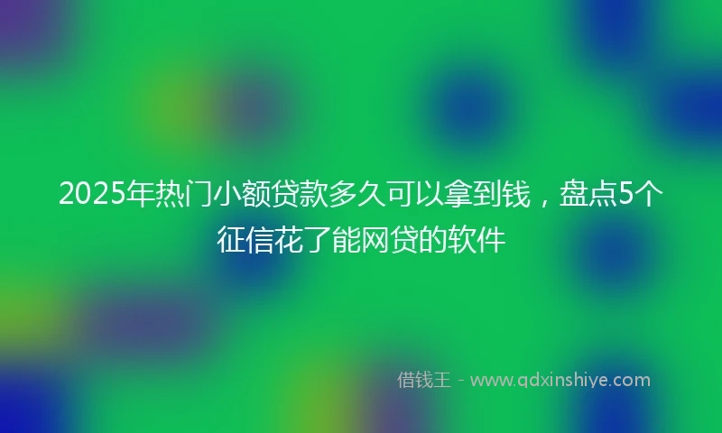 2025年热门小额贷款多久可以拿到钱，盘点5个征信花了能网贷的软件