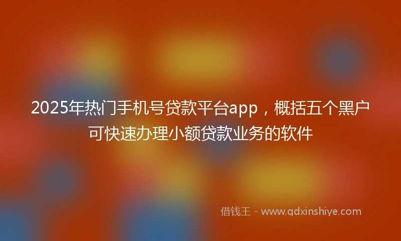 2025年热门手机号贷款平台app，概括五个黑户可快速办理小额贷款业务的软件