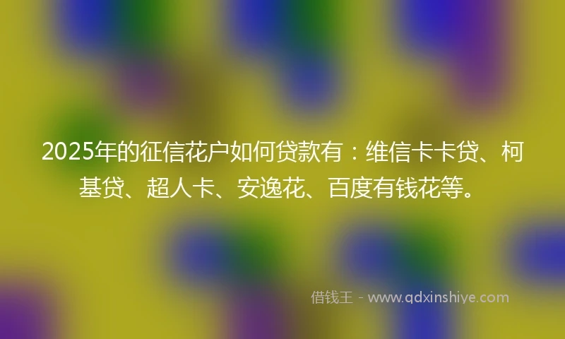 2025年的征信花户如何贷款有：维信卡卡贷、柯基贷、超人卡、安逸花、百度有钱花等。