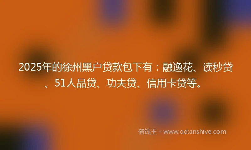 2025年的徐州黑户贷款包下有：融逸花、读秒贷、51人品贷、功夫贷、信用卡贷等。