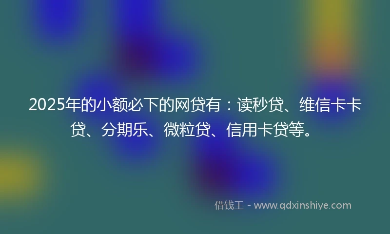 2025年的小额必下的网贷有：读秒贷、维信卡卡贷、分期乐、微粒贷、信用卡贷等。
