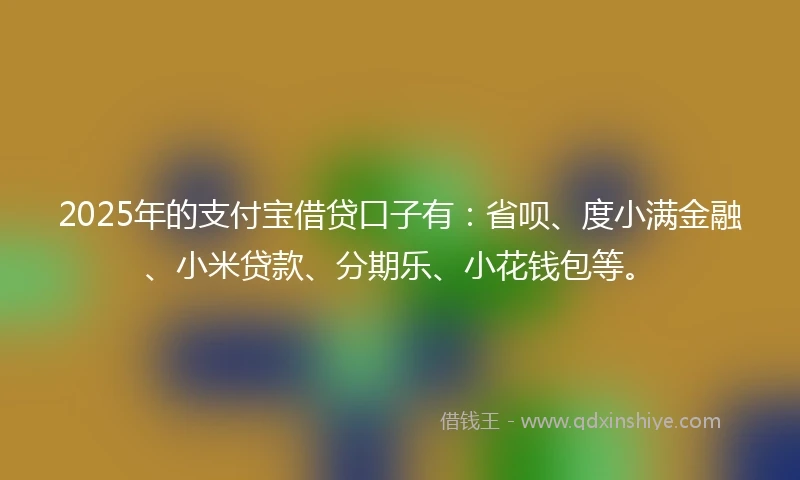 2025年的支付宝借贷口子有：省呗、度小满金融、小米贷款、分期乐、小花钱包等。