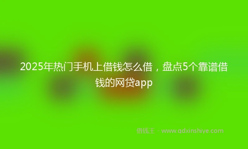 2025年热门手机上借钱怎么借，盘点5个靠谱借钱的网贷app