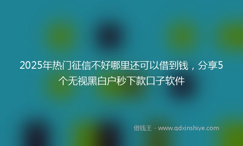 2025年热门征信不好哪里还可以借到钱，分享5个无视黑白户秒下款口子软件