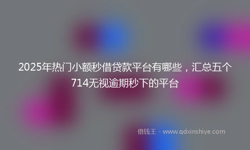 2025年热门小额秒借贷款平台有哪些，汇总五个714无视逾期秒下的平台