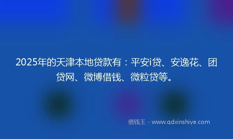 2025年的天津本地贷款有：平安i贷、安逸花、团贷网、微博借钱、微粒贷等。