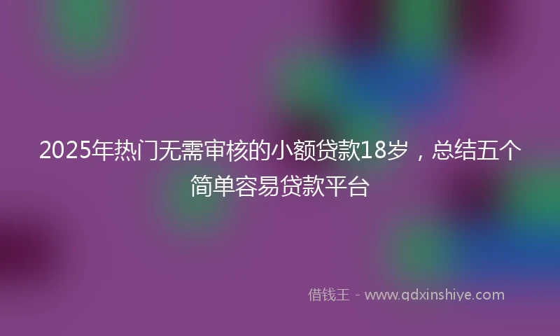 2025年热门无需审核的小额贷款18岁，总结五个简单容易贷款平台