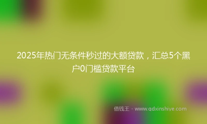 2025年热门无条件秒过的大额贷款，汇总5个黑户0门槛贷款平台