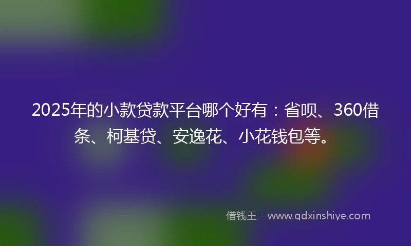 2025年的小款贷款平台哪个好有：省呗、360借条、柯基贷、安逸花、小花钱包等。