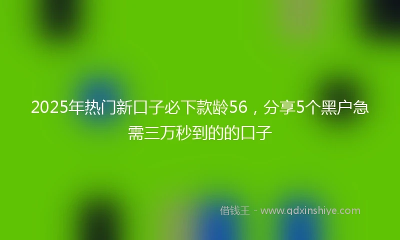 2025年热门新口子必下款龄56，分享5个黑户急需三万秒到的的口子