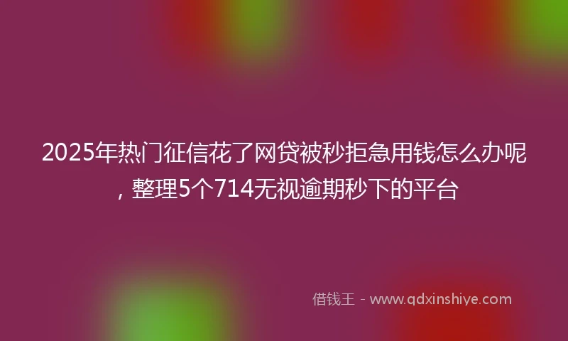 2025年热门征信花了网贷被秒拒急用钱怎么办呢，整理5个714无视逾期秒下的平台