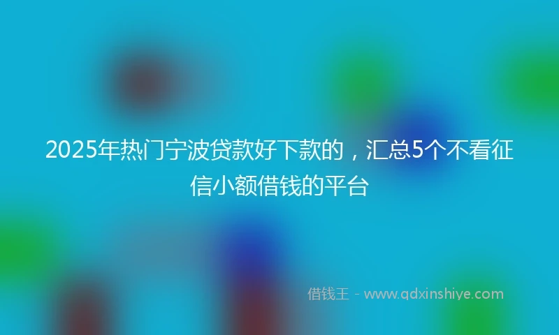 2025年热门宁波贷款好下款的，汇总5个不看征信小额借钱的平台