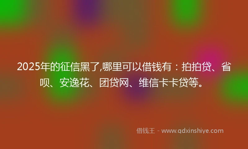 2025年的征信黑了,哪里可以借钱有：拍拍贷、省呗、安逸花、团贷网、维信卡卡贷等。