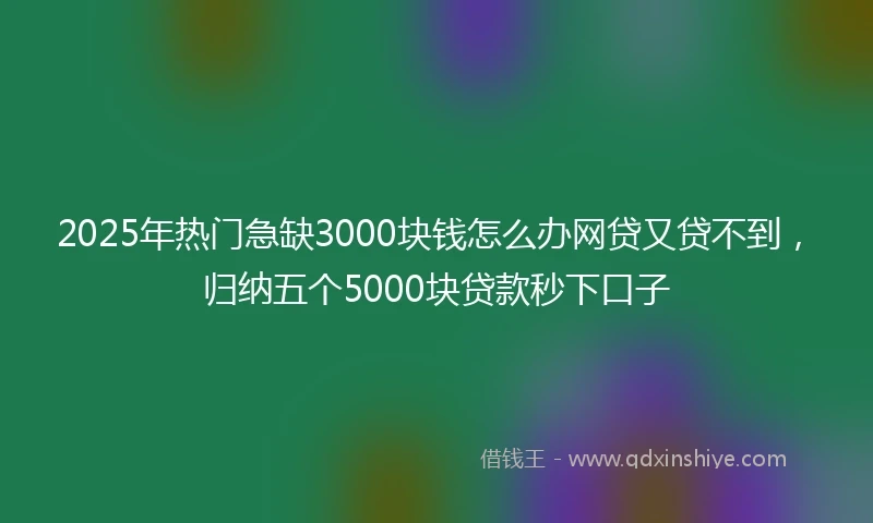 2025年热门急缺3000块钱怎么办网贷又贷不到，归纳五个5000块贷款秒下口子