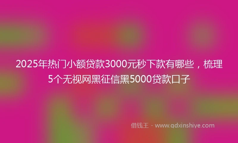 2025年热门小额贷款3000元秒下款有哪些，梳理5个无视网黑征信黑5000贷款口子
