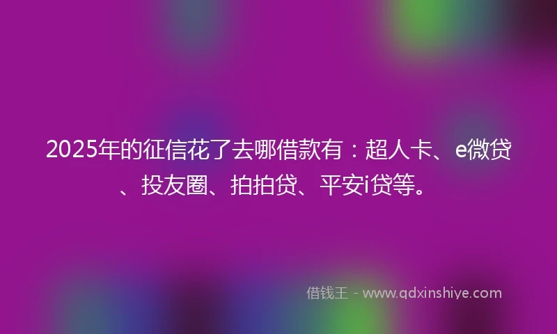 2025年的征信花了去哪借款有：超人卡、e微贷、投友圈、拍拍贷、平安i贷等。