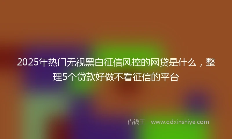 2025年热门无视黑白征信风控的网贷是什么，整理5个贷款好做不看征信的平台