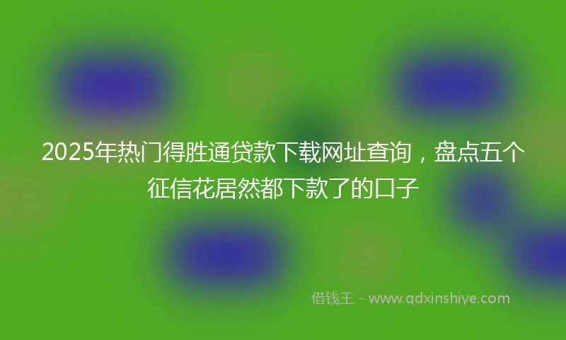 2025年热门得胜通贷款下载网址查询，盘点五个征信花居然都下款了的口子
