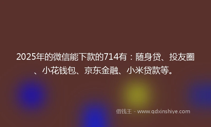 2025年的微信能下款的714有：随身贷、投友圈、小花钱包、京东金融、小米贷款等。
