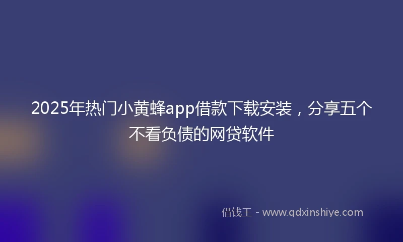 2025年热门小黄蜂app借款下载安装，分享五个不看负债的网贷软件