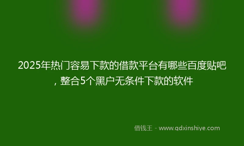 2025年热门容易下款的借款平台有哪些百度贴吧，整合5个黑户无条件下款的软件