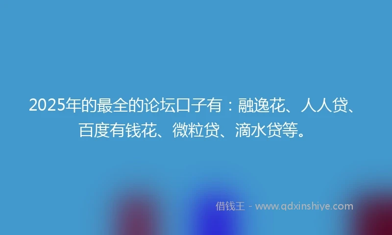 2025年的最全的论坛口子有：融逸花、人人贷、百度有钱花、微粒贷、滴水贷等。