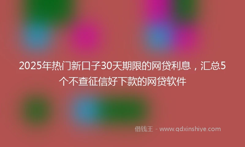 2025年热门新口子30天期限的网贷利息，汇总5个不查征信好下款的网贷软件