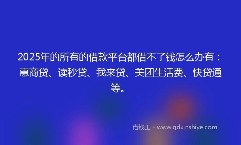 2025年的所有的借款平台都借不了钱怎么办有：惠商贷、读秒贷、我来贷、美团生活费、快贷通等。