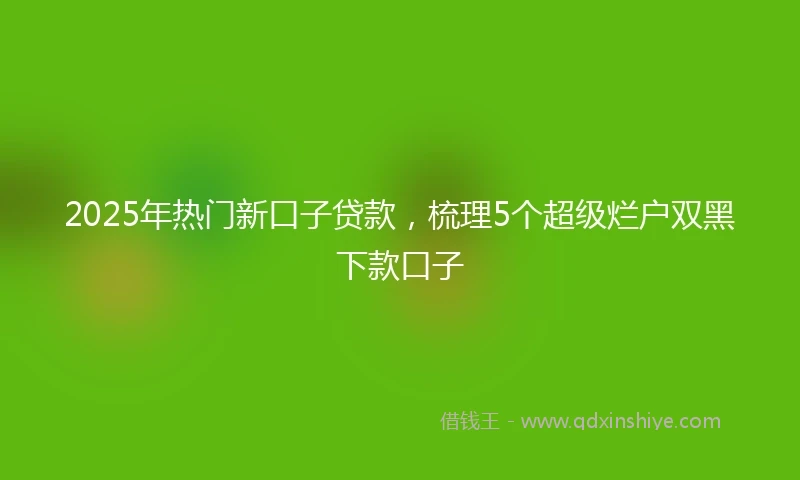 2025年热门新口子贷款，梳理5个超级烂户双黑下款口子