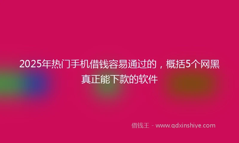 2025年热门手机借钱容易通过的，概括5个网黑真正能下款的软件