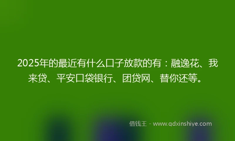 2025年的最近有什么口子放款的有：融逸花、我来贷、平安口袋银行、团贷网、替你还等。