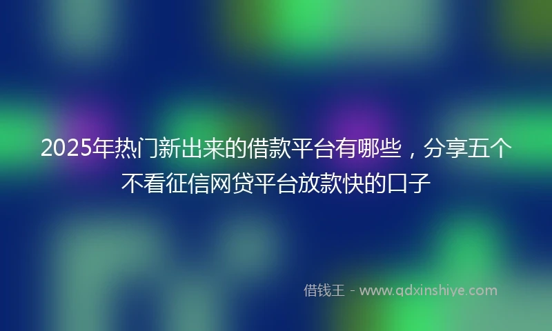 2025年热门新出来的借款平台有哪些，分享五个不看征信网贷平台放款快的口子