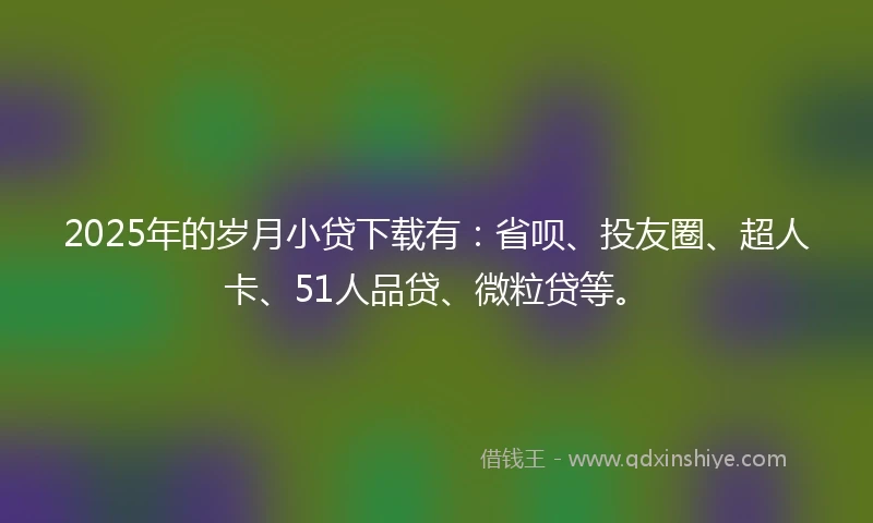 2025年的岁月小贷下载有：省呗、投友圈、超人卡、51人品贷、微粒贷等。