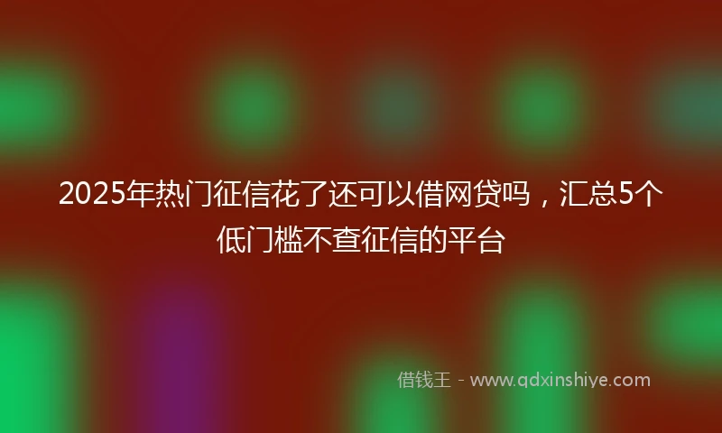 2025年热门征信花了还可以借网贷吗，汇总5个低门槛不查征信的平台