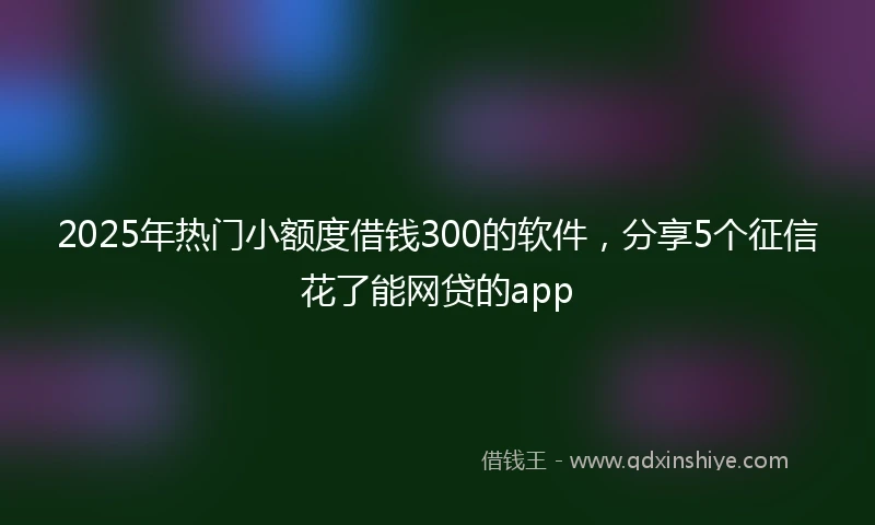 2025年热门小额度借钱300的软件，分享5个征信花了能网贷的app