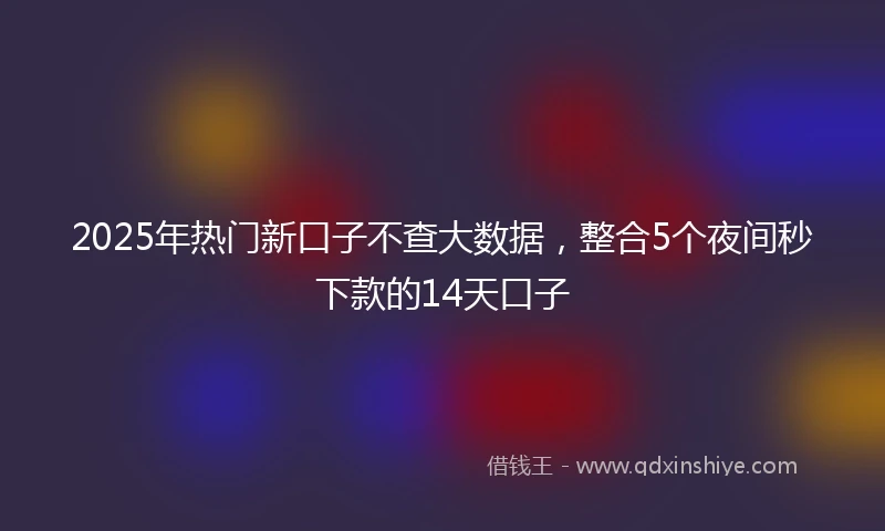 2025年热门新口子不查大数据，整合5个夜间秒下款的14天口子