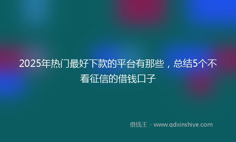 2025年热门最好下款的平台有那些，总结5个不看征信的借钱口子