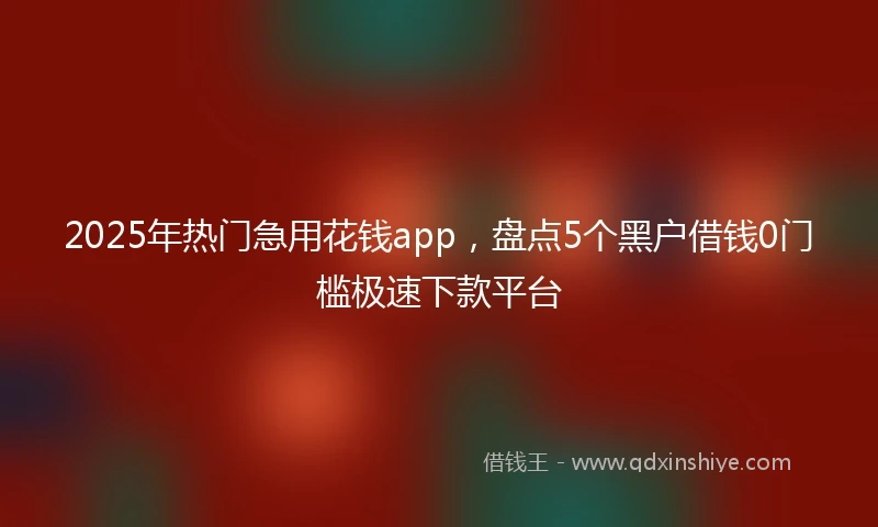 2025年热门急用花钱app，盘点5个黑户借钱0门槛极速下款平台