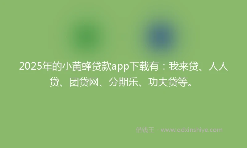 2025年的小黄蜂贷款app下载有：我来贷、人人贷、团贷网、分期乐、功夫贷等。
