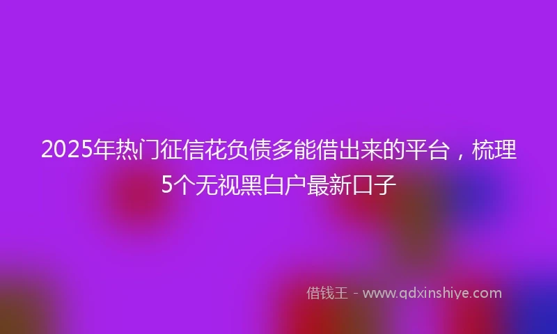 2025年热门征信花负债多能借出来的平台，梳理5个无视黑白户最新口子
