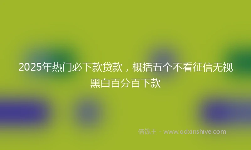 2025年热门必下款贷款，概括五个不看征信无视黑白百分百下款