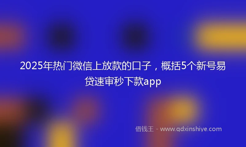 2025年热门微信上放款的口子，概括5个新号易贷速审秒下款app