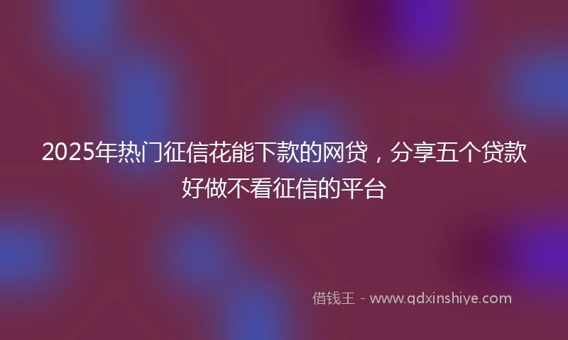 2025年热门征信花能下款的网贷，分享五个贷款好做不看征信的平台