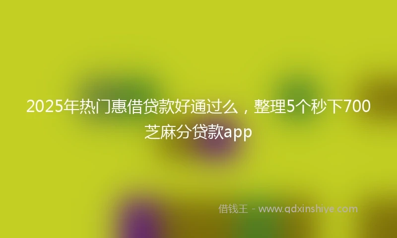 2025年热门惠借贷款好通过么，整理5个秒下700芝麻分贷款app