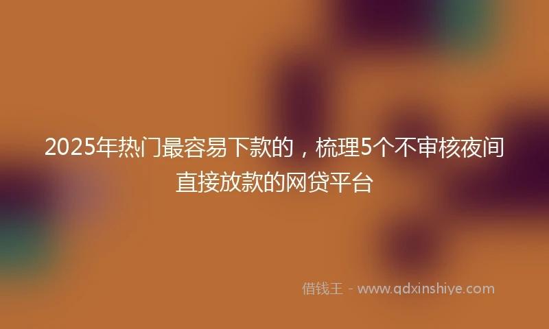 2025年热门最容易下款的，梳理5个不审核夜间直接放款的网贷平台