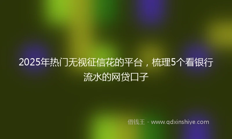 2025年热门无视征信花的平台，梳理5个看银行流水的网贷口子
